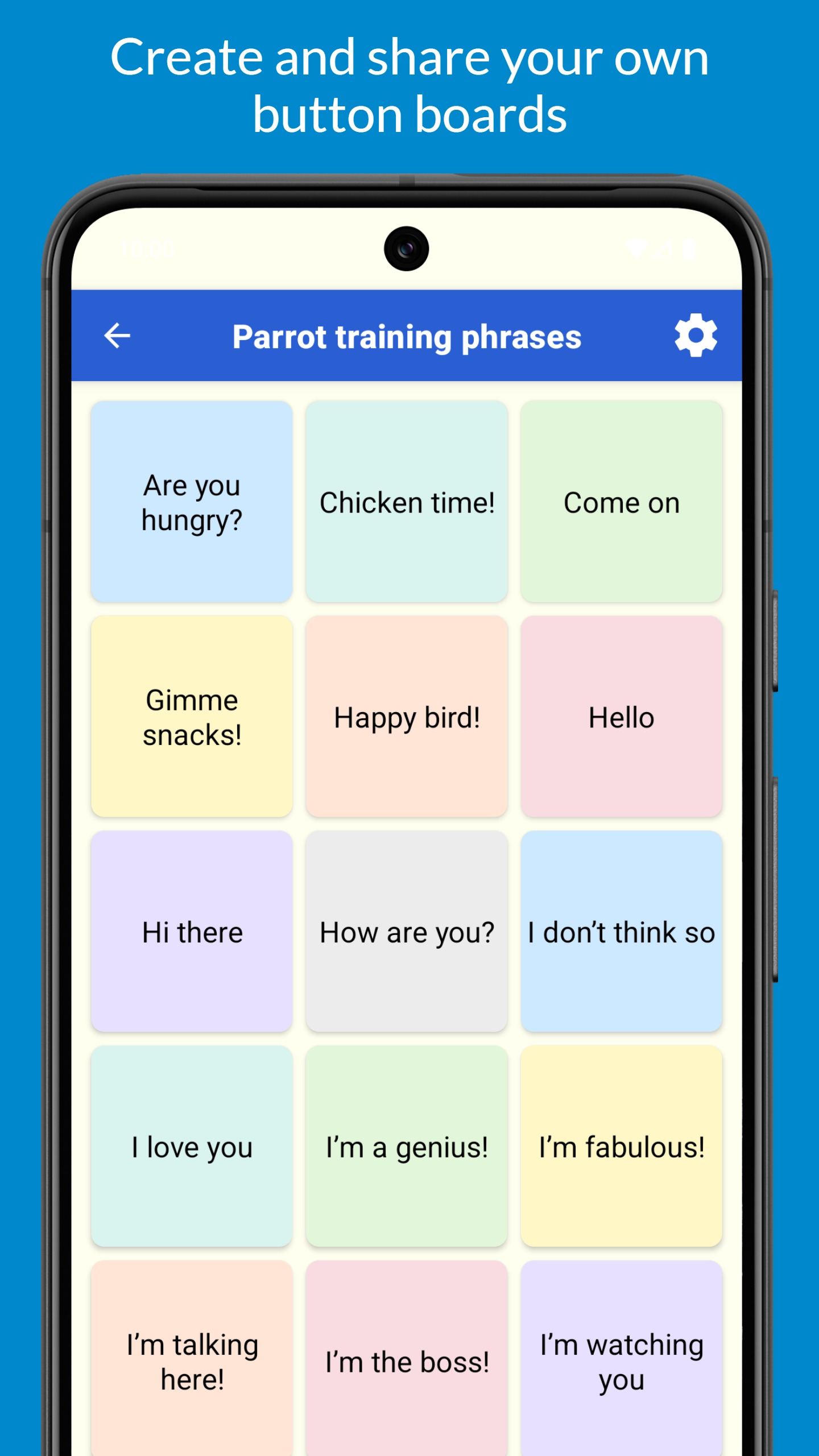 Talking Buttons on Android: communication board screen (5 of 8).